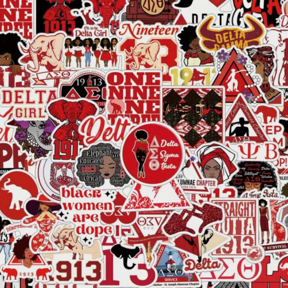 SET OF 62 DELTA SIGMA THETA SORORITY SELF-ADHESIVE STICKERS-1-4"-NEW!